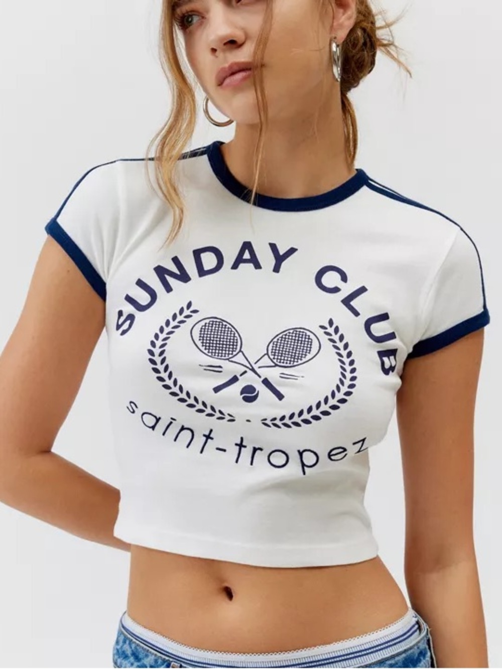 Urban Outfitters Sunday Club Saint Tropez Fitted Ringer Tee
